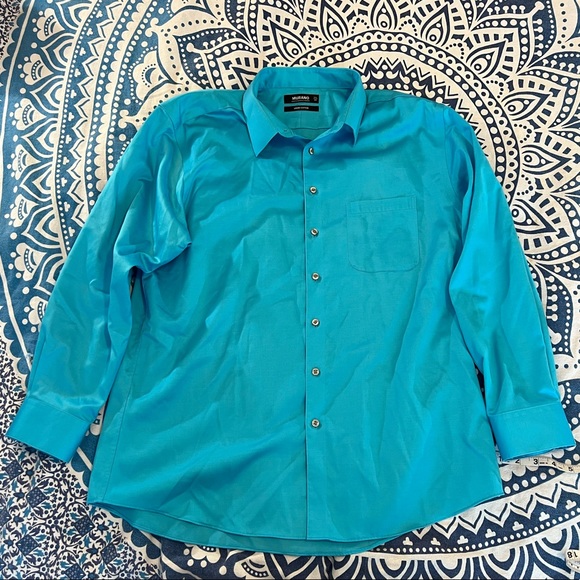 Murano Other - MURANO ADULT MENS SHIRT BUTTON DOWN SIZE NECK 17.5 34 TURQUOISE AQUA BLUE 222